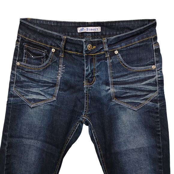 EXOCET Jeans Collection Capri Jeans Size 7 Junior Blue Wash Flap Back Pockets - Picture 6 of 13